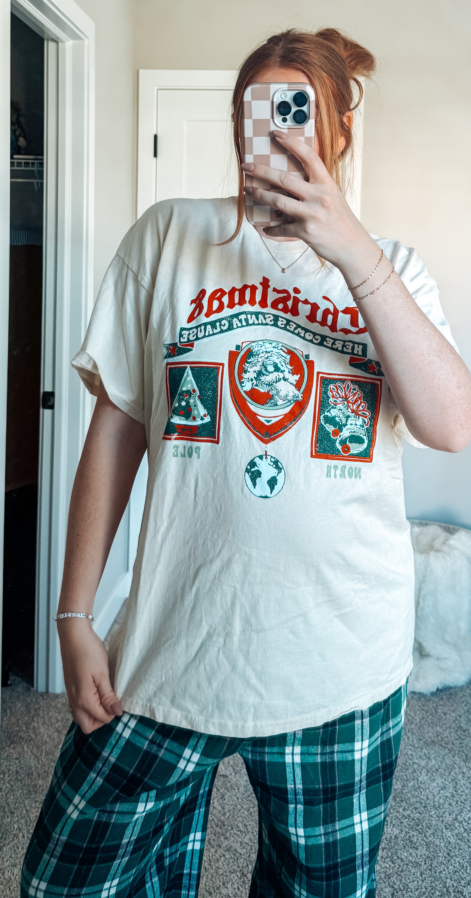 Christmas Patch Off White Thrifted Tee