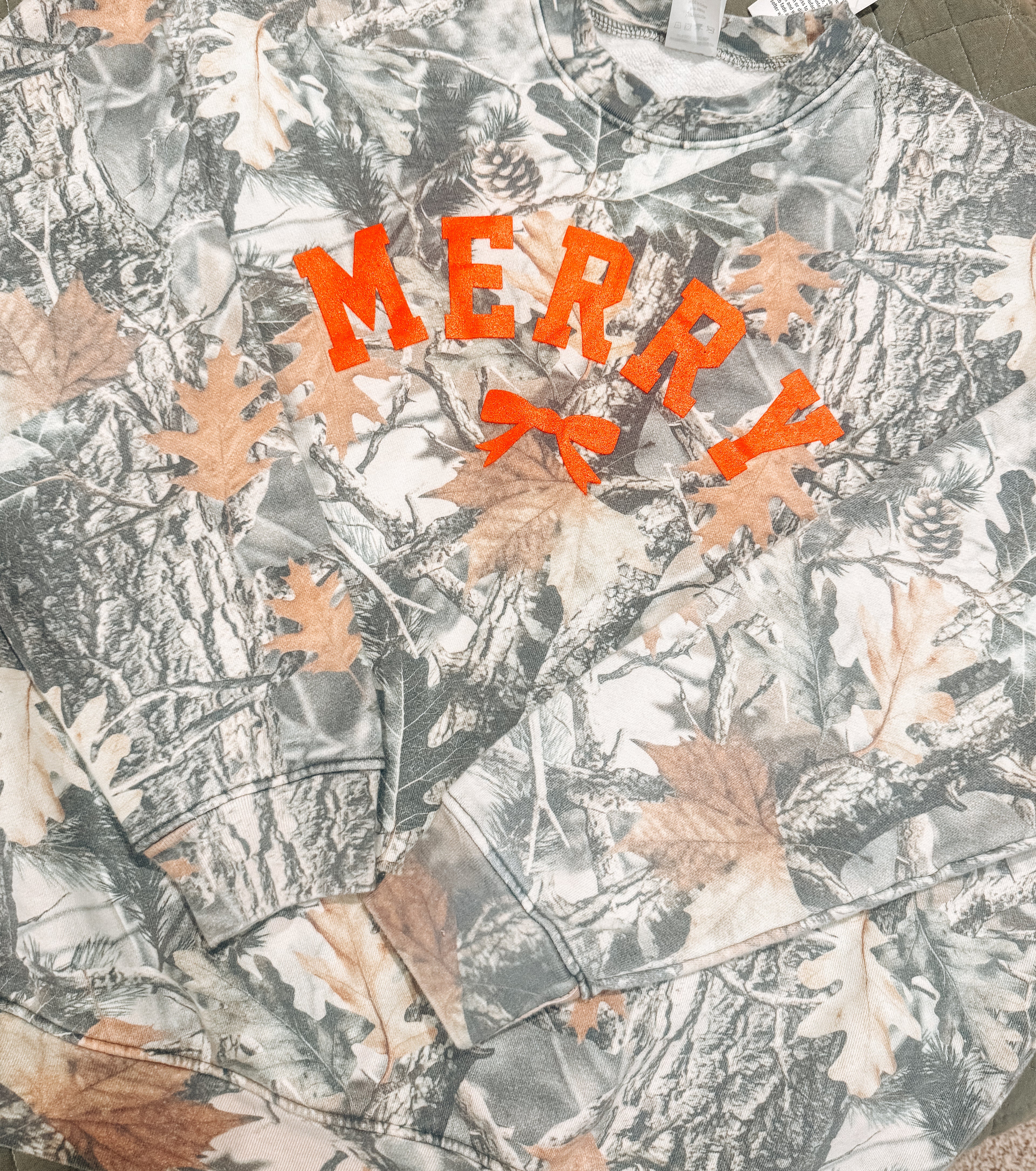 Merry Bow Holiday Christmas Camo Sweatshirt