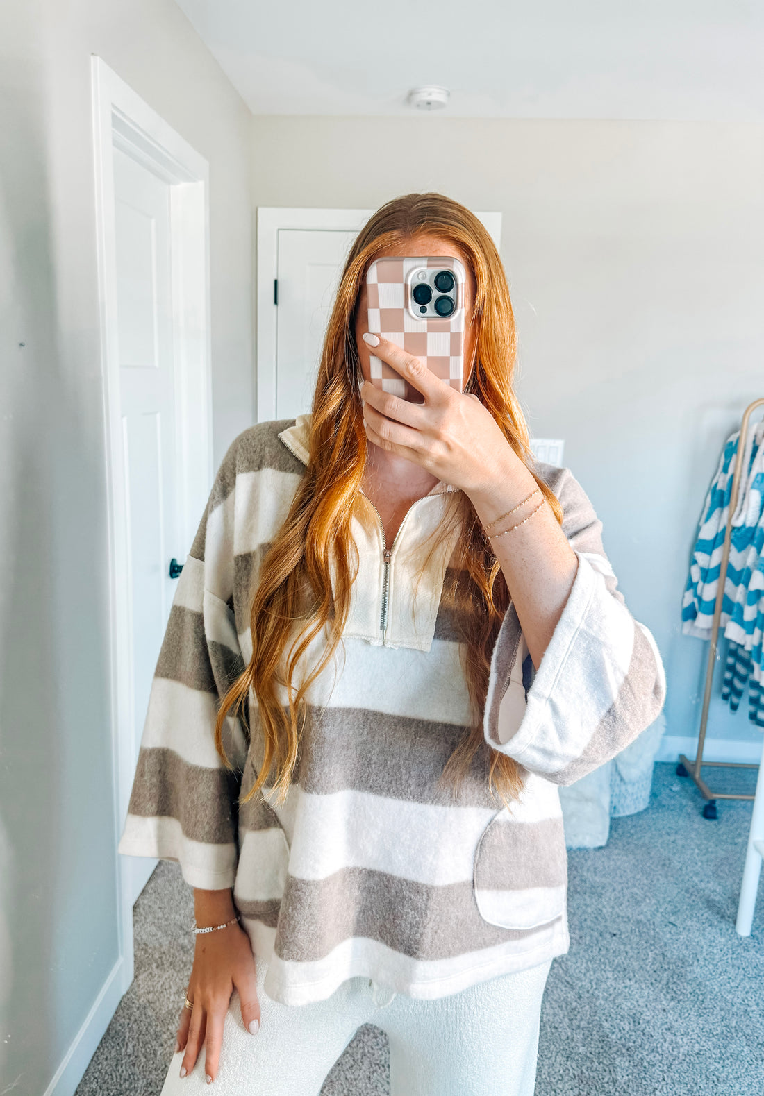 Striped Half Zip Pullover